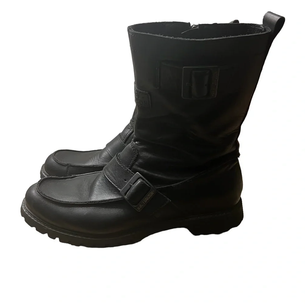 HARLEY-DAVIDSON Leather Street Boots in Classic Black Size 8.5 —Men’s